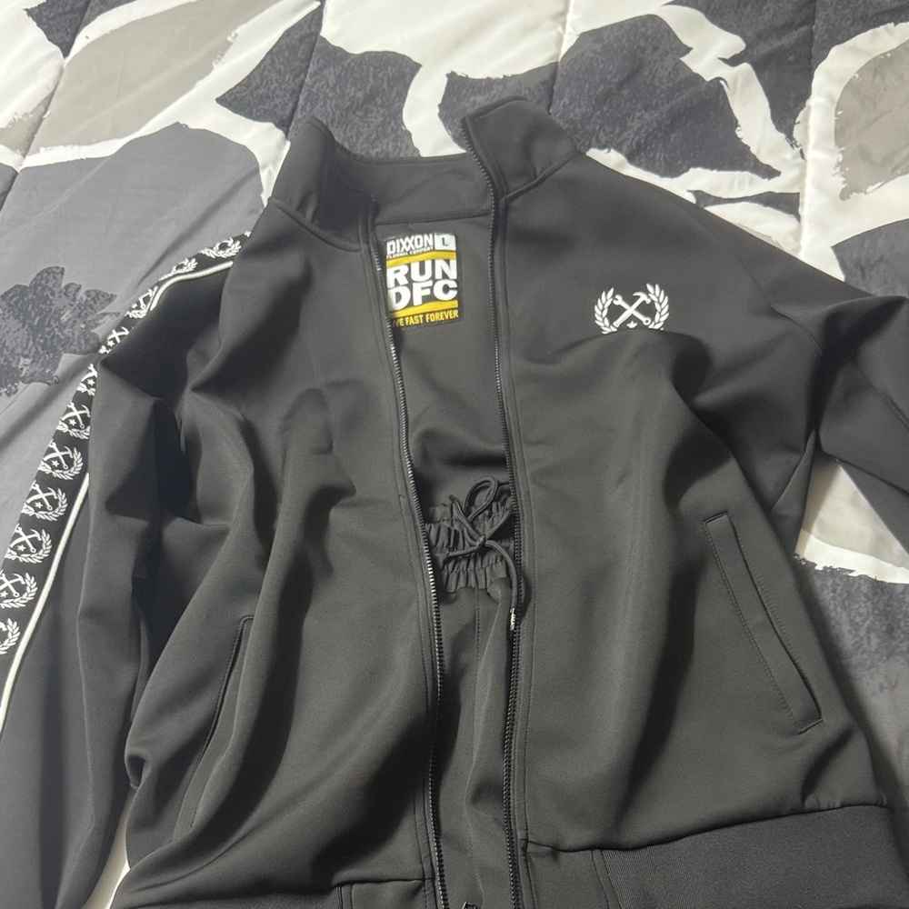 Dixxon Black Zip-Up Jacket and pants with Logo Accents